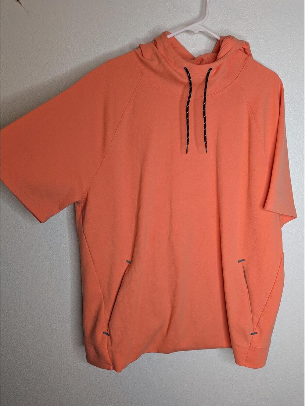 Old Navy Active Dynamic Short Sleeve Hoodie Women’s XXL Coral Orange Pullover